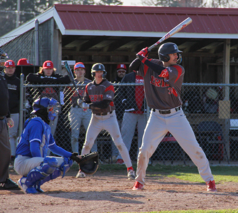 Students playing baseball