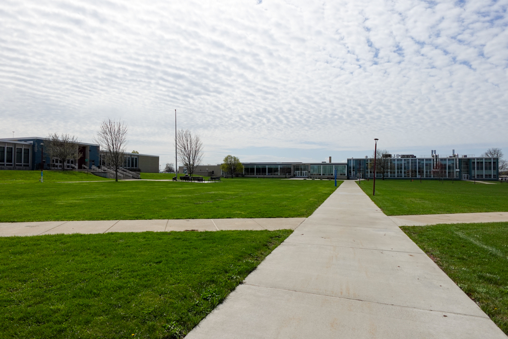 Image of the North Campus Courtyard, a large green space on campus