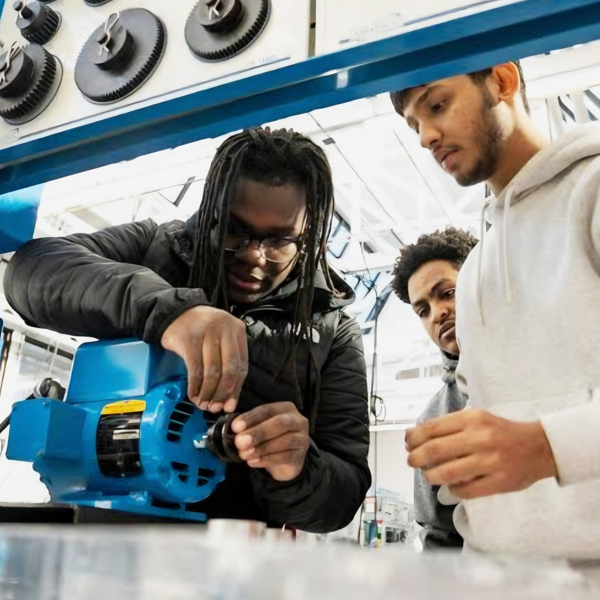 Students Collaborating on Mechatronics Project